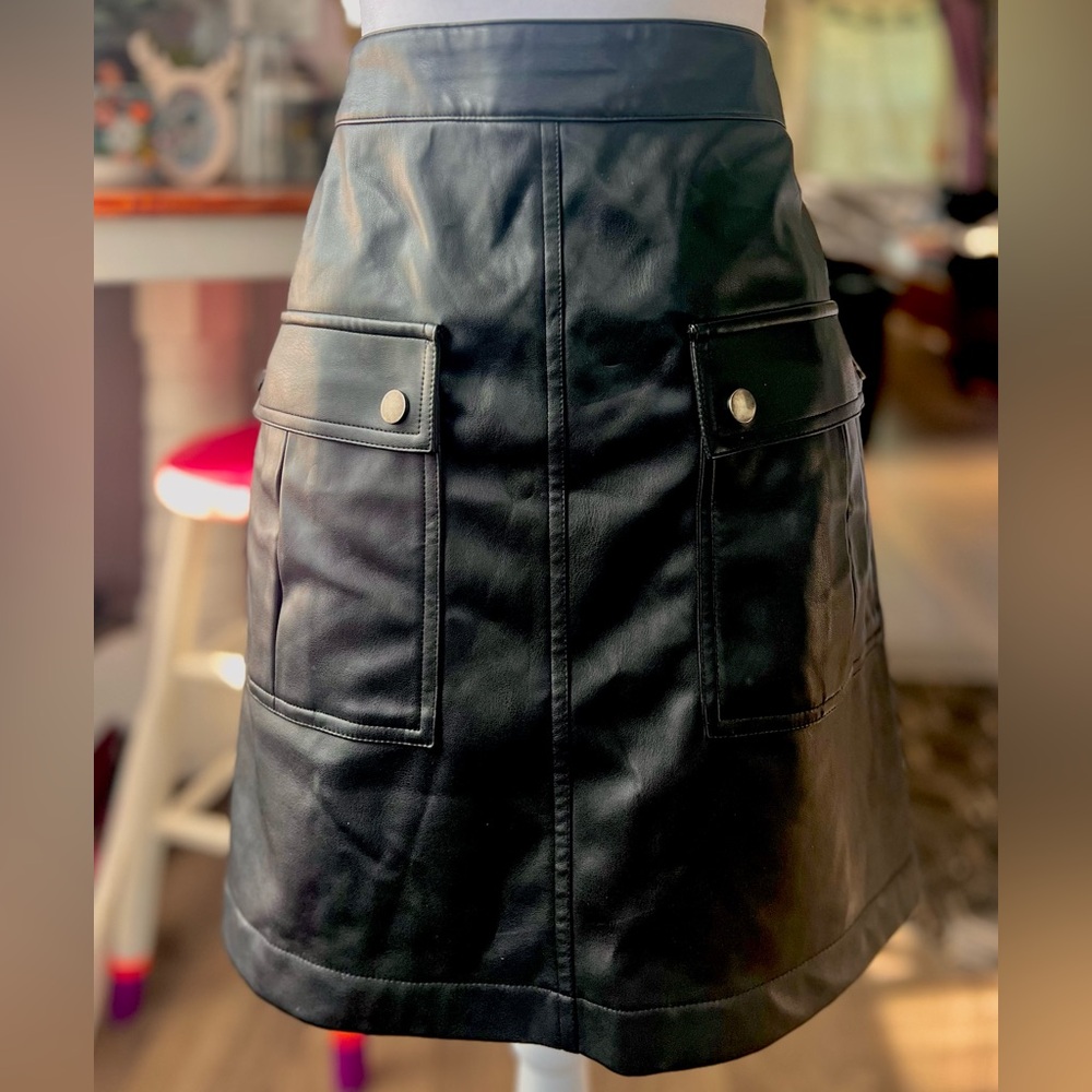NWT Worthington Size XL Faux Leather Black Mini Skirt